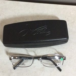 NWT Joan Collins silver eyeglasses with signature case new old stock